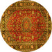 Round Machine Washable Persian Yellow Traditional Rug, wshtr2840yw