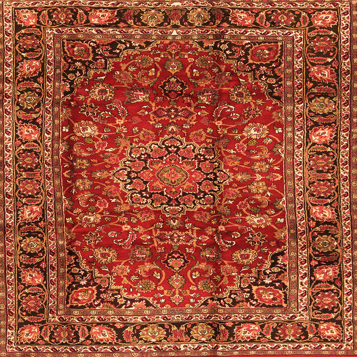 Round Machine Washable Persian Orange Traditional Area Rugs, wshtr2840org