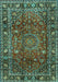 Machine Washable Persian Turquoise Traditional Area Rugs, wshtr2840turq