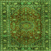 Round Machine Washable Persian Green Traditional Area Rugs, wshtr2840grn