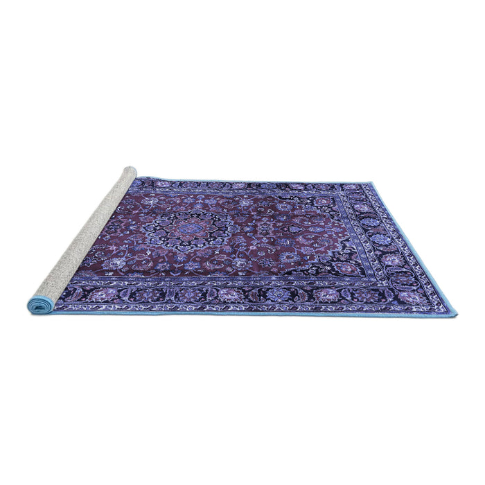 Sideview of Machine Washable Persian Blue Traditional Rug, wshtr2840blu