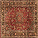 Square Machine Washable Persian Brown Traditional Rug, wshtr2840brn