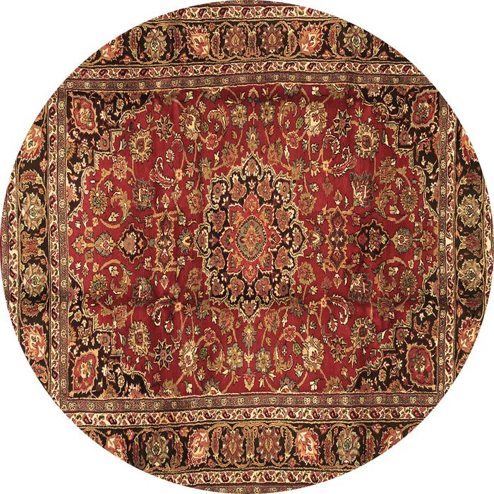Round Persian Brown Traditional Rug, tr2840brn
