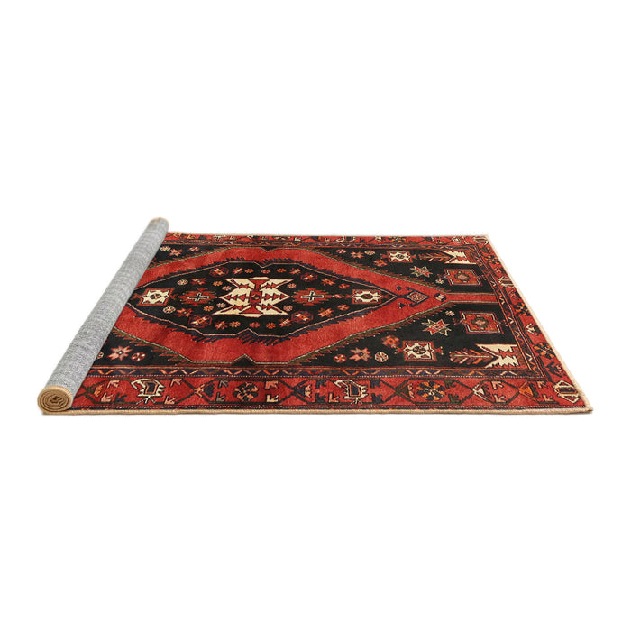 Sideview of Machine Washable Traditional Chestnut Brown Rug, wshtr2841
