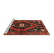 Sideview of Machine Washable Traditional Chestnut Brown Rug, wshtr2841