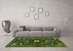 Machine Washable Persian Green Traditional Area Rugs in a Living Room,, wshtr2841grn