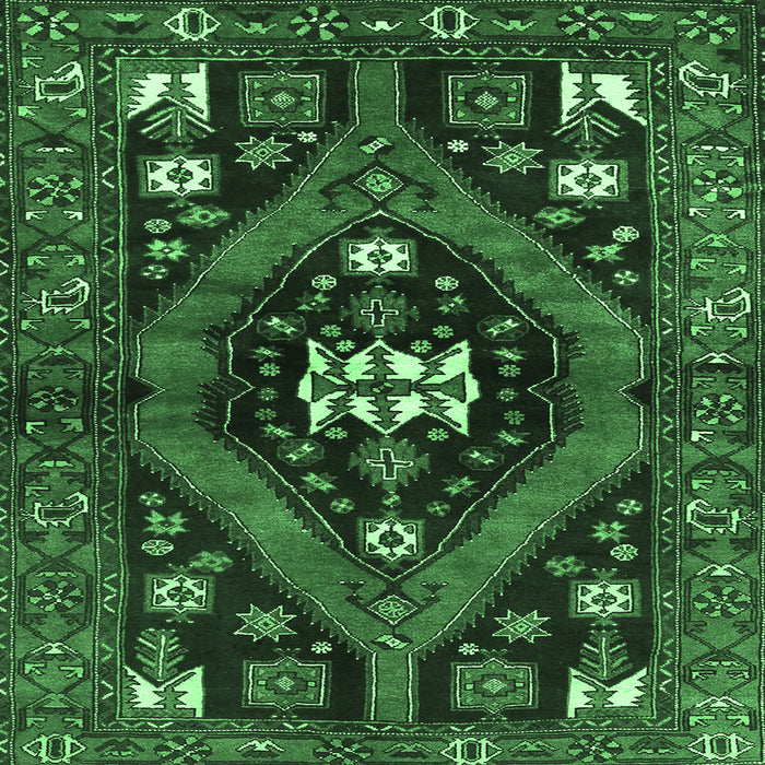 Square Machine Washable Persian Emerald Green Traditional Area Rugs, wshtr2841emgrn