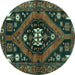 Round Persian Turquoise Traditional Rug, tr2841turq