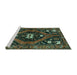 Sideview of Machine Washable Persian Turquoise Traditional Area Rugs, wshtr2841turq