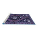 Sideview of Machine Washable Persian Blue Traditional Rug, wshtr2841blu