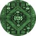 Round Persian Emerald Green Traditional Rug, tr2841emgrn