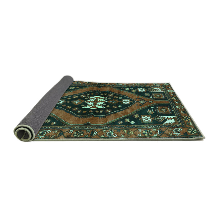 Sideview of Persian Turquoise Traditional Rug, tr2841turq
