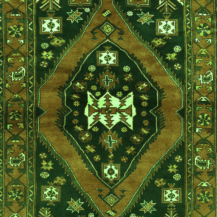 Serging Thickness of Machine Washable Persian Green Traditional Area Rugs, wshtr2841grn