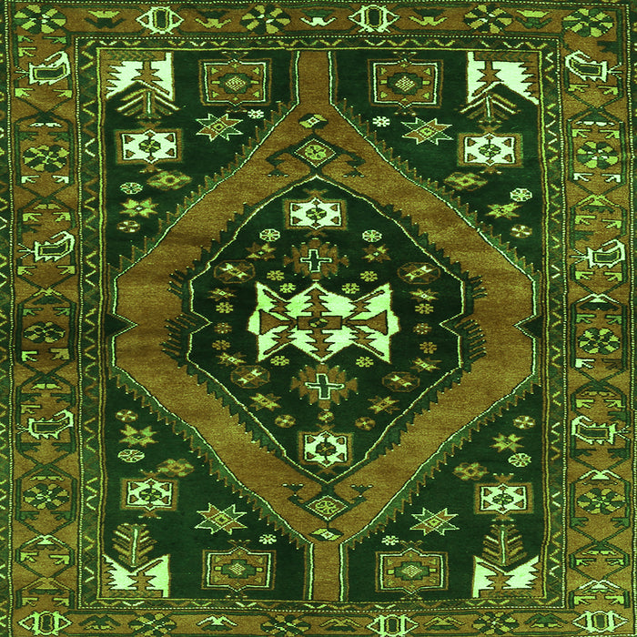 Round Machine Washable Persian Green Traditional Area Rugs, wshtr2841grn