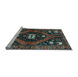 Sideview of Machine Washable Persian Light Blue Traditional Rug, wshtr2841lblu