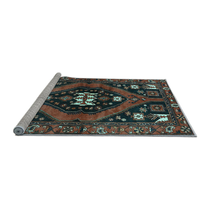Sideview of Machine Washable Persian Light Blue Traditional Rug, wshtr2841lblu