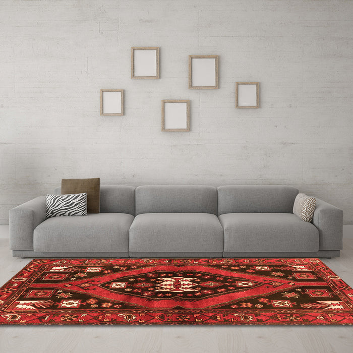 Machine Washable Persian Orange Traditional Area Rugs in a Living Room, wshtr2841org