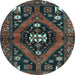 Round Machine Washable Persian Light Blue Traditional Rug, wshtr2841lblu