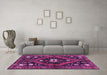 Machine Washable Persian Purple Traditional Area Rugs in a Living Room, wshtr2841pur