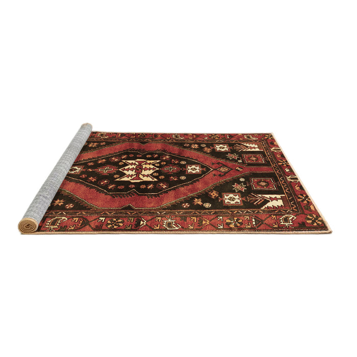Sideview of Machine Washable Persian Brown Traditional Rug, wshtr2841brn