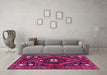 Machine Washable Persian Pink Traditional Rug in a Living Room, wshtr2841pnk