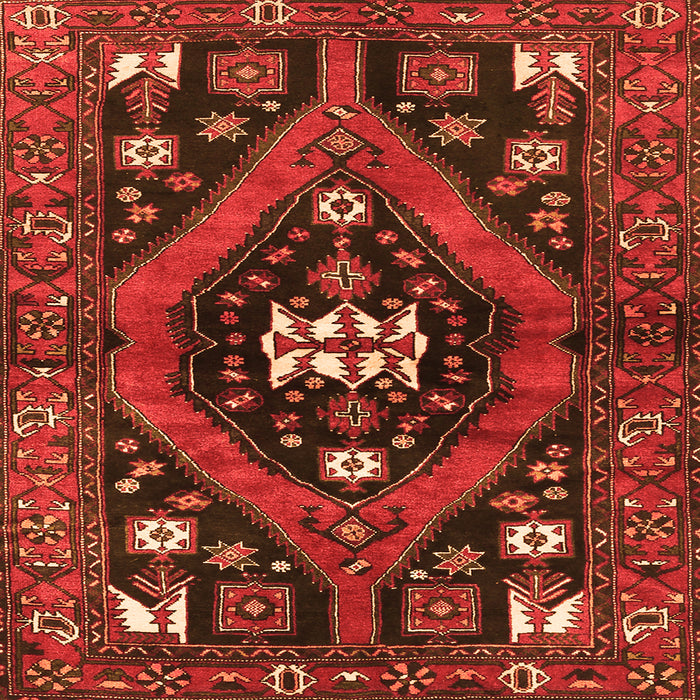 Round Machine Washable Persian Orange Traditional Area Rugs, wshtr2841org