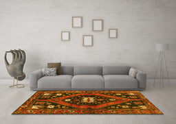 Machine Washable Persian Yellow Traditional Rug in a Living Room, wshtr2841yw