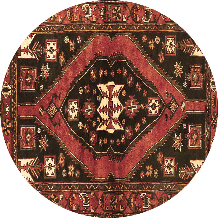 Round Persian Brown Traditional Rug, tr2841brn