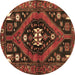 Round Persian Brown Traditional Rug, tr2841brn