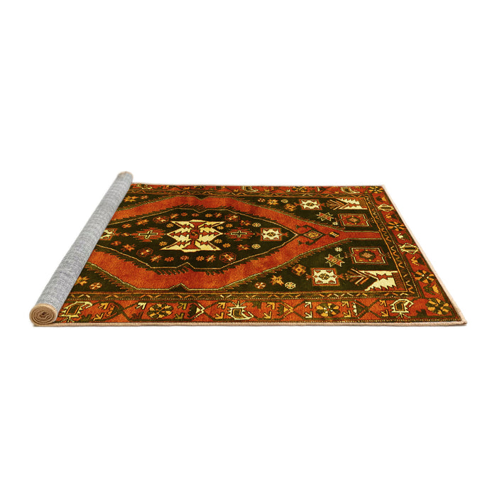 Sideview of Machine Washable Persian Yellow Traditional Rug, wshtr2841yw