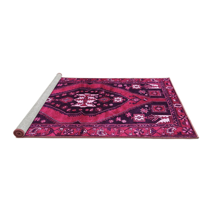 Sideview of Machine Washable Persian Pink Traditional Rug, wshtr2841pnk
