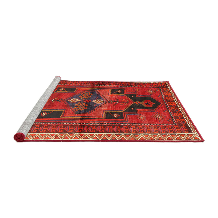 Sideview of Machine Washable Traditional Red Rug, wshtr2842