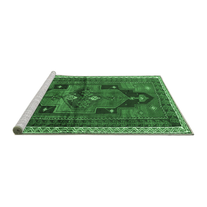 Sideview of Machine Washable Persian Emerald Green Traditional Area Rugs, wshtr2842emgrn
