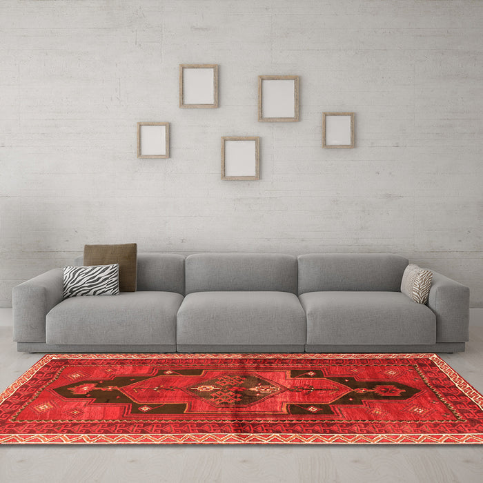 Machine Washable Persian Orange Traditional Area Rugs in a Living Room, wshtr2842org