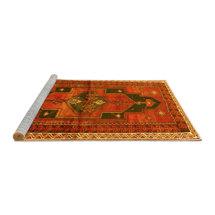 Sideview of Machine Washable Persian Yellow Traditional Rug, wshtr2842yw