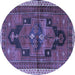 Round Persian Blue Traditional Rug, tr2842blu
