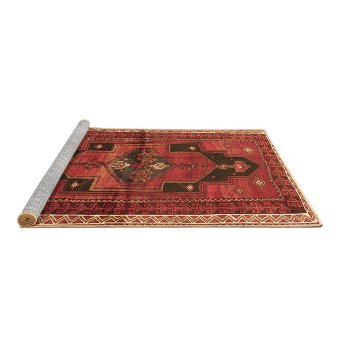 Sideview of Machine Washable Persian Brown Traditional Rug, wshtr2842brn