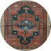 Round Persian Light Blue Traditional Rug, tr2842lblu