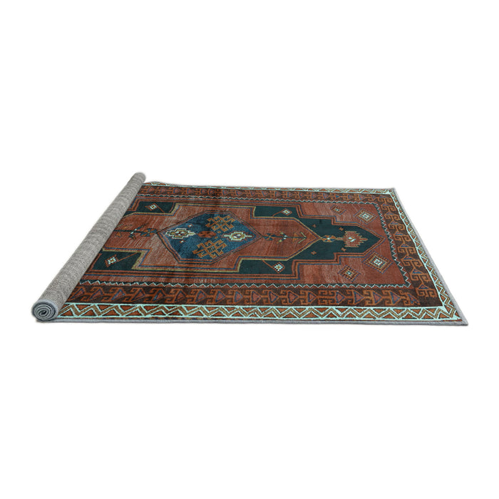 Sideview of Machine Washable Persian Light Blue Traditional Rug, wshtr2842lblu