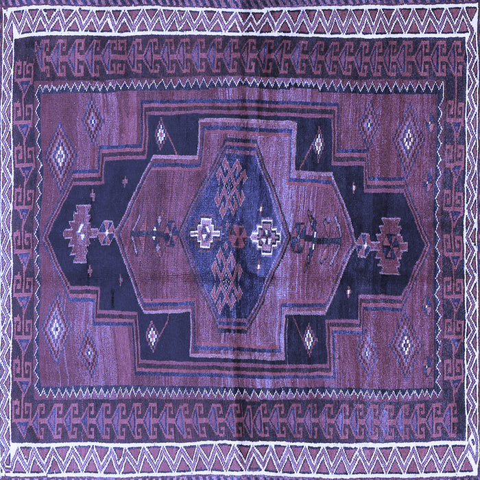Square Machine Washable Persian Blue Traditional Rug, wshtr2842blu
