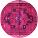 Round Persian Pink Traditional Rug, tr2842pnk
