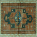 Square Machine Washable Persian Turquoise Traditional Area Rugs, wshtr2842turq