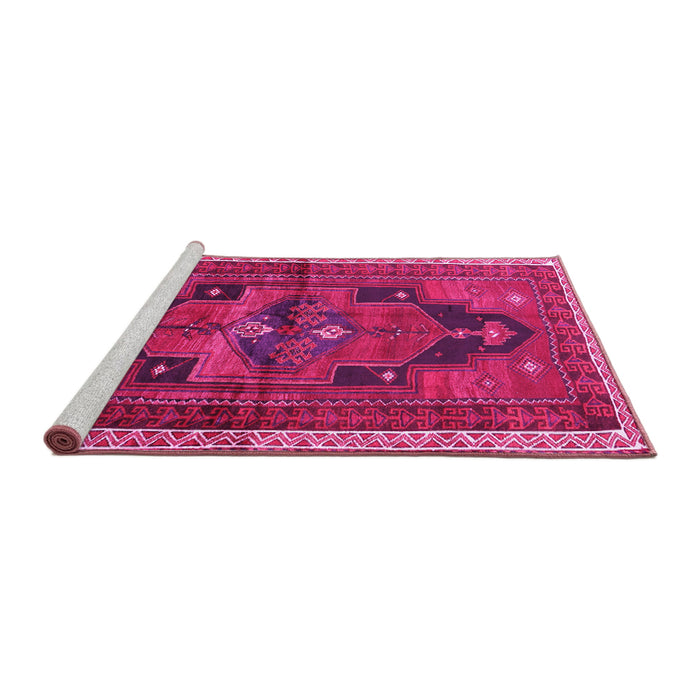 Sideview of Machine Washable Persian Pink Traditional Rug, wshtr2842pnk