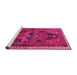 Sideview of Machine Washable Persian Pink Traditional Rug, wshtr2842pnk