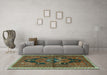 Machine Washable Persian Turquoise Traditional Area Rugs in a Living Room,, wshtr2842turq