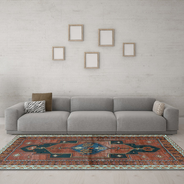 Machine Washable Persian Light Blue Traditional Rug in a Living Room, wshtr2842lblu