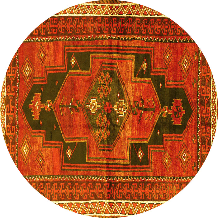 Round Persian Yellow Traditional Rug, tr2842yw