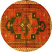 Round Persian Yellow Traditional Rug, tr2842yw
