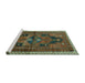 Sideview of Machine Washable Persian Turquoise Traditional Area Rugs, wshtr2842turq