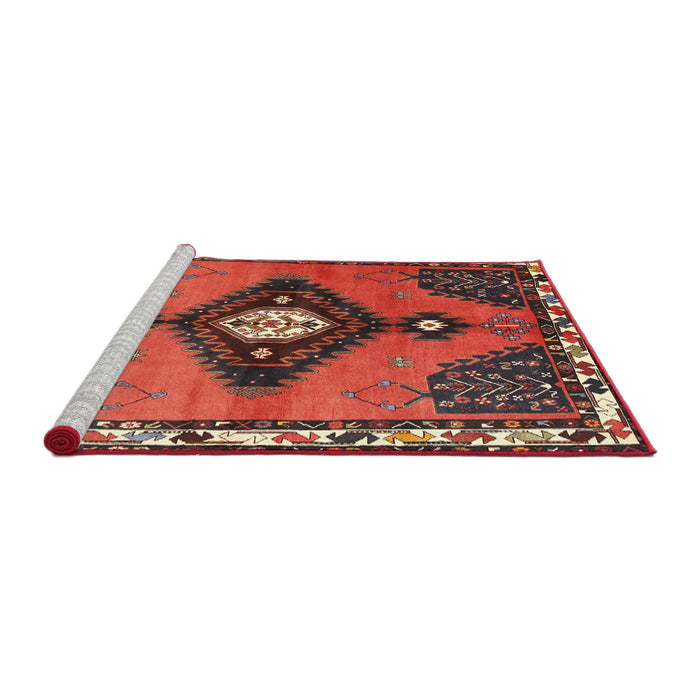 Sideview of Machine Washable Traditional Rust Pink Rug, wshtr2843